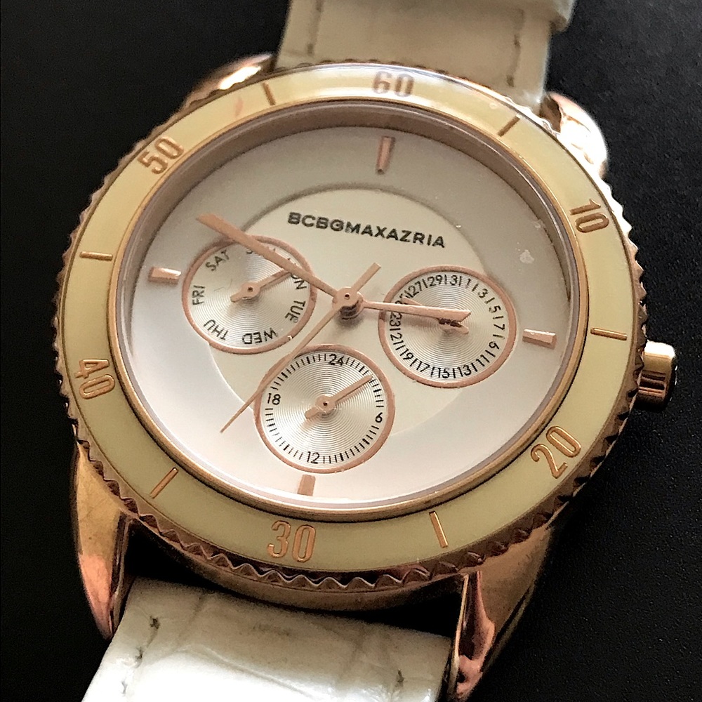 BCBG MAXAZRIA Rose Gold and White Watch